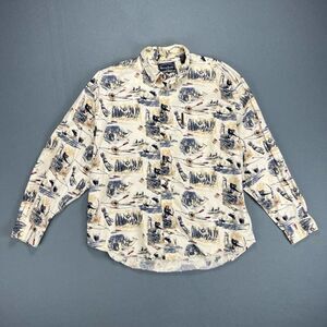 North River Shirt Men's XL Button Down Long Sleeve Flannel AOP Deer Bow Hunting